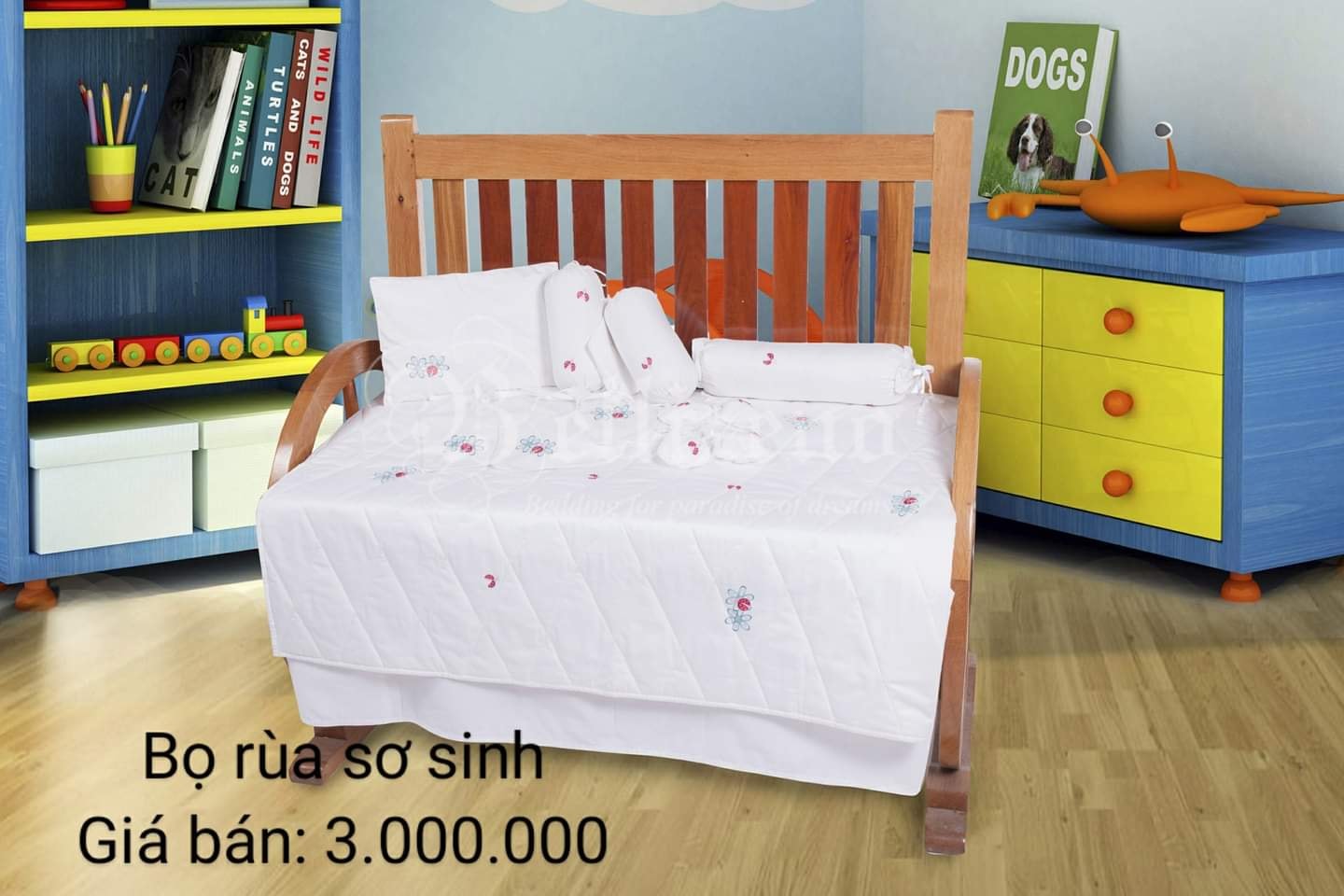 Chăn chần gối BỌ RÙA - trắng